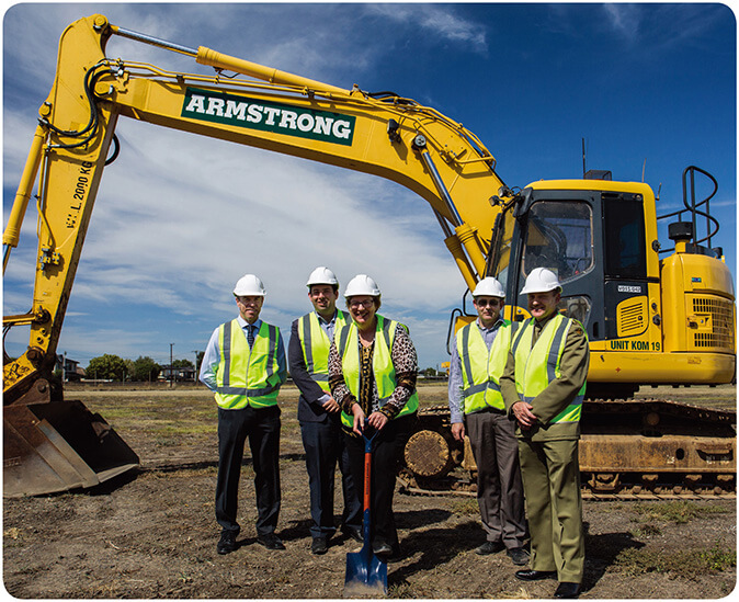 Acting Managing Director, Ms Jan Mason, turns the first sod at our development, The Parade, in Melbourne, VIC.