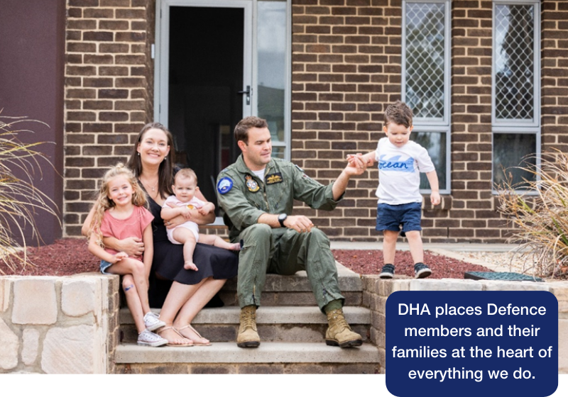 Our guiding principles and values with a photo of a defence family