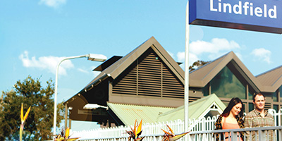 Happy couple walking together in street
