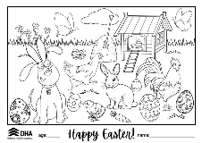 Easter colouring in competition featuring Rex D Dog
