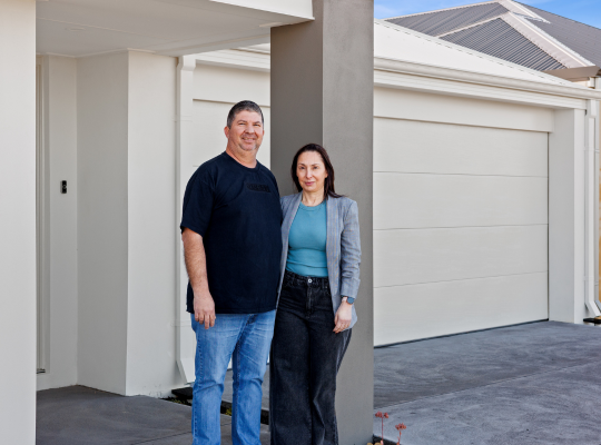 Pictured: Paul and Rosemarie Sherry with their completed DHA investment property in Rockingham, WA.