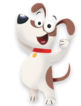 Rex D. Dog with his thumb up and a big smile