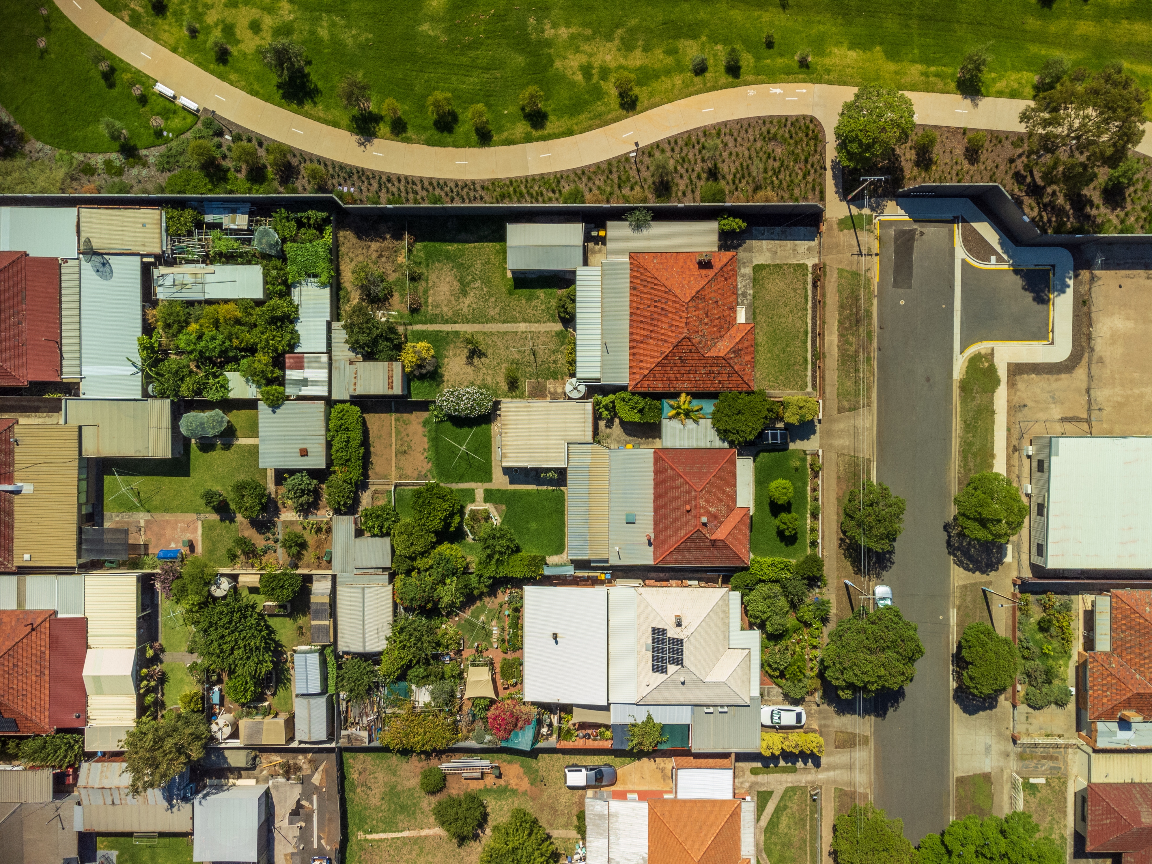 Aerial view of Adelaide neighbourhood houses