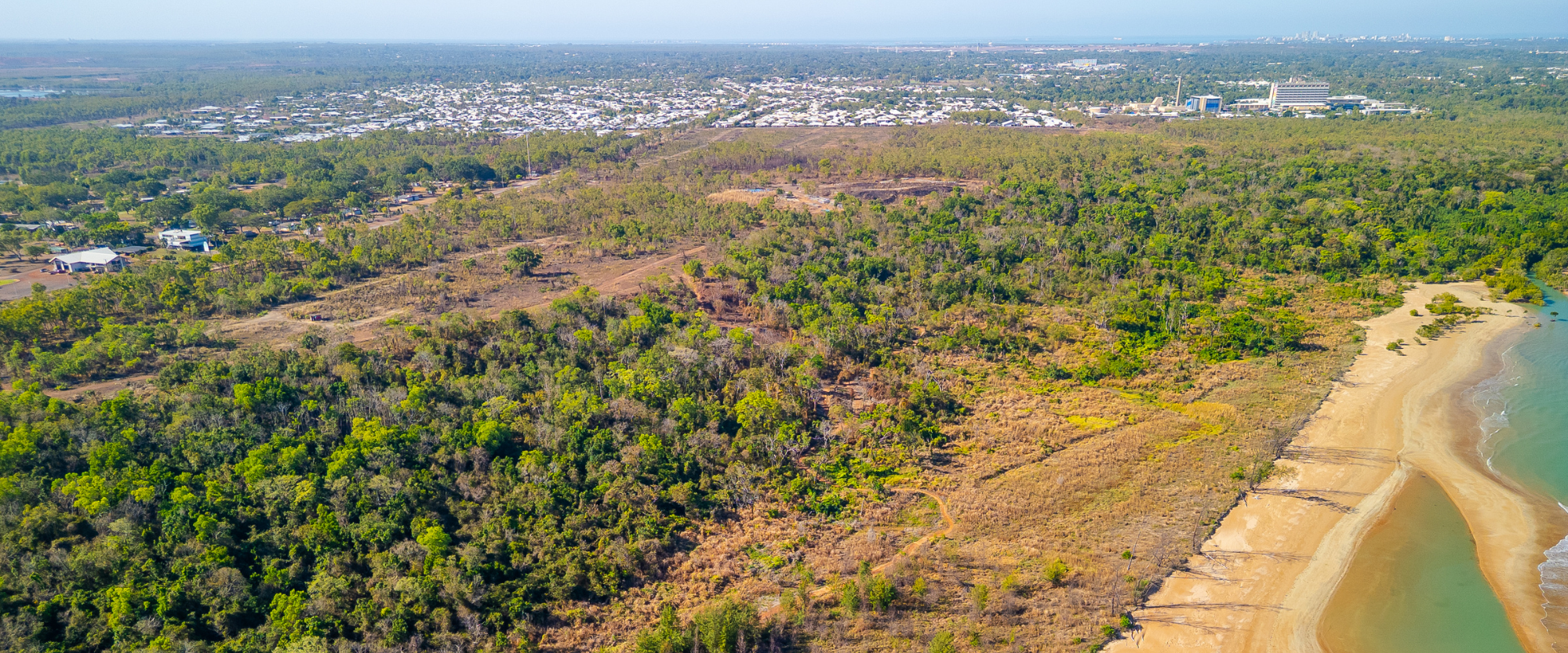A view from height looking south across the Lee Point area towards Darwin 