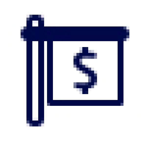 For sale icon of a dollar sign on a flag pole