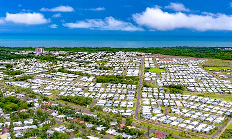Aerial photo of Breezes Muirhead out to the ocean