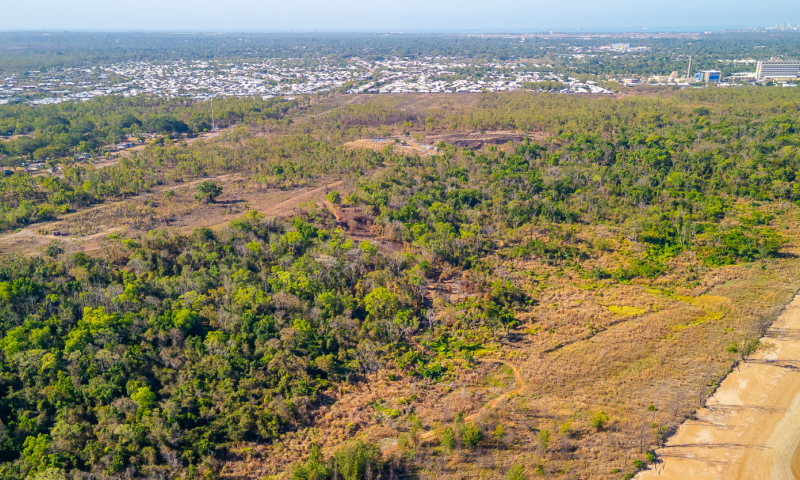 A view from height looking south across the Lee Point area towards Darwin 